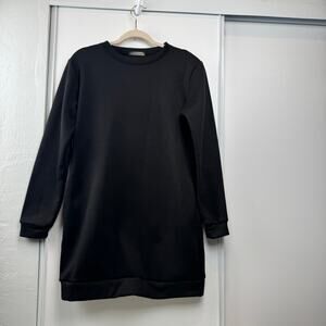 LoveUDear Black Crewneck Sweatshirt Style Dress with Pockets Size Medium '